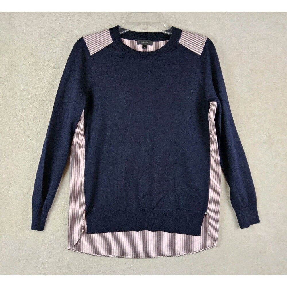 J Crew Women's Long Sleeve Merino Wool Mixed Media Sweater Size XS